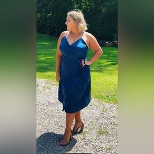 Showpo: Midi satin occasion dress, teal